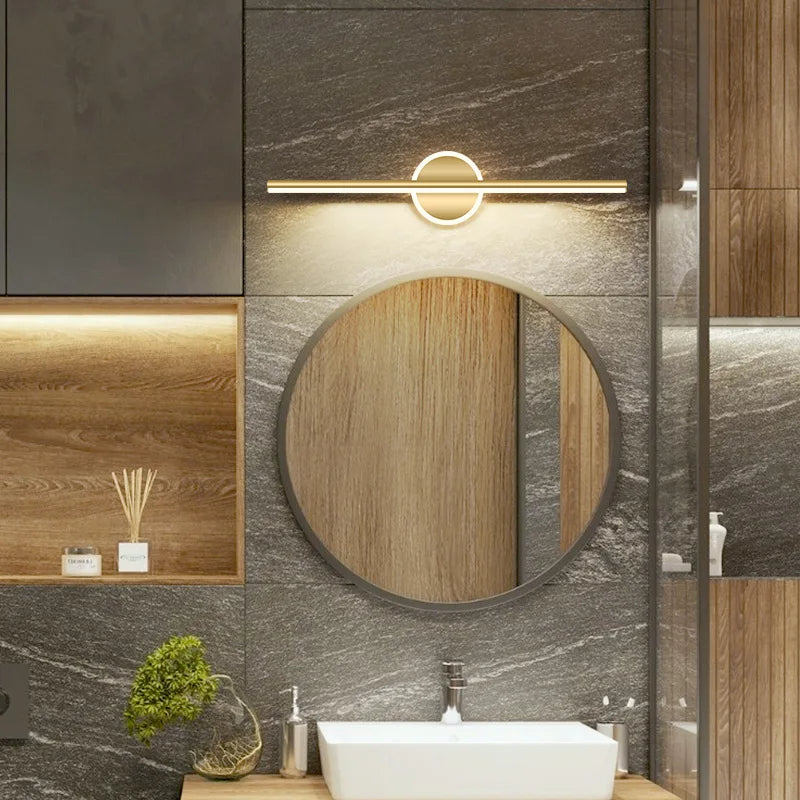 Moderne Zonne Energie Wandlamp Zwart Goud 40/60cm Badkamer Lamp voor Badkamer en Toilet Verlichting