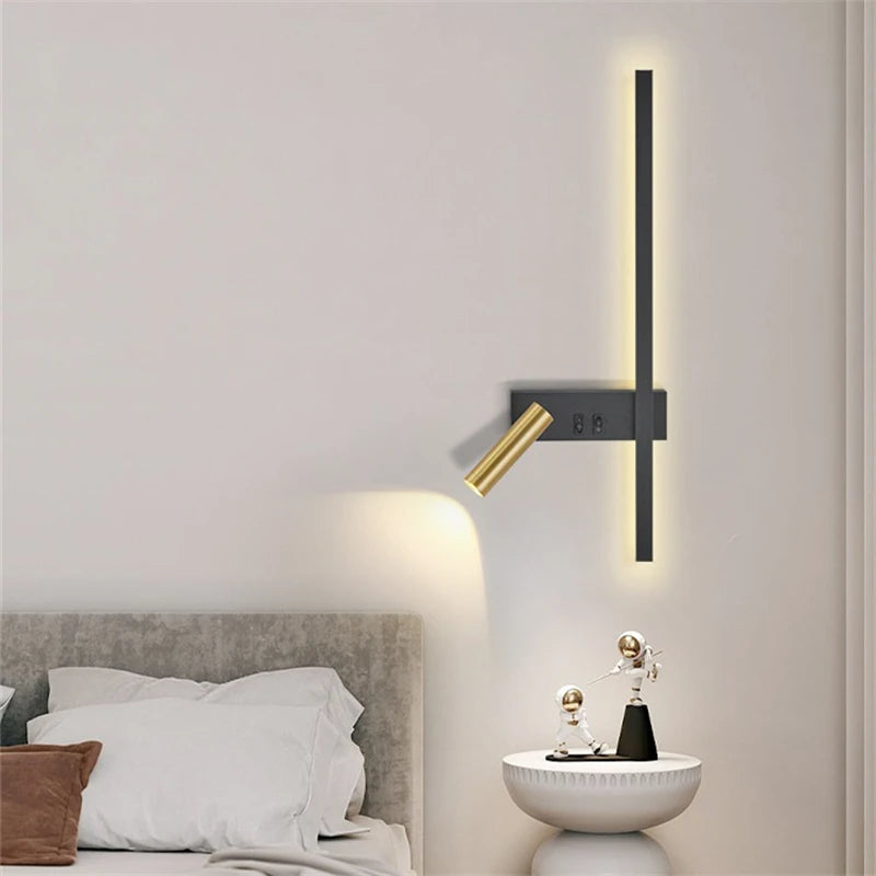 Zenthra Wandlamp Zwart - Moderne LED Slaapkamer Lamp voor Luxe Woonkamer en Slaapkamer