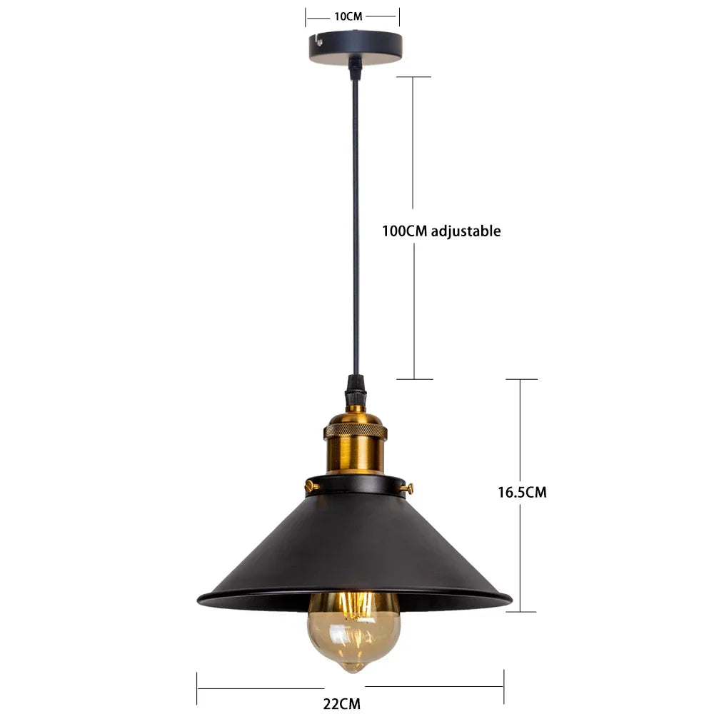 IronGlow Vintage Hanglamp Zwart - Retro Industriele Hanglamp voor Eettafel en Eetkamer 6