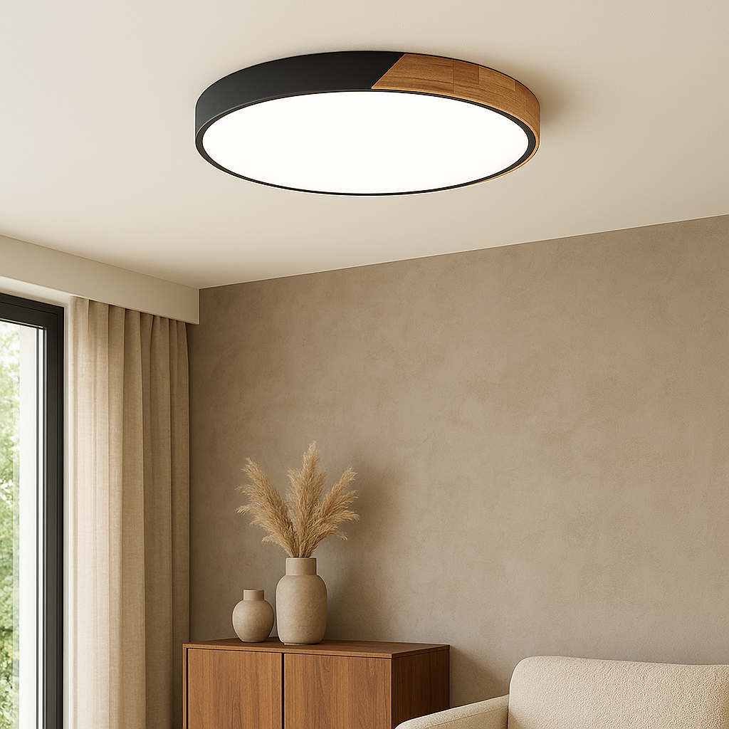 Scandinavische Houten Plafondlamp - Elegante LED Plafonniere voor Slaapkamer en Woonkamer 0