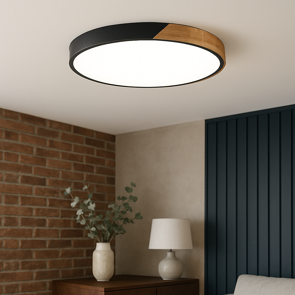 Scandinavische Houten Plafondlamp - Elegante LED Plafonniere voor Slaapkamer en Woonkamer 2
