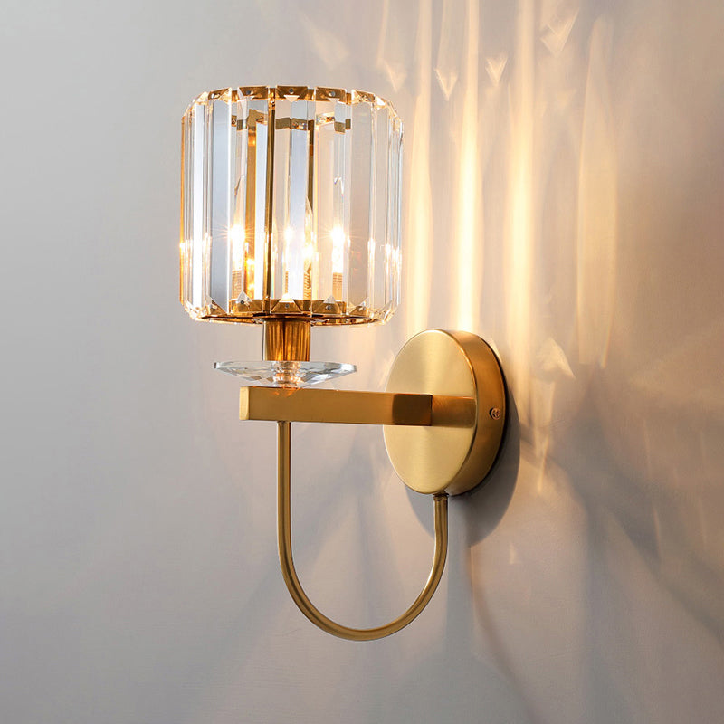 Zenthra Cilindrische Kristallen Wandlamp Binnen met Gouden Afwerking - Elegante Wandlamp voor Moderne Interieurs