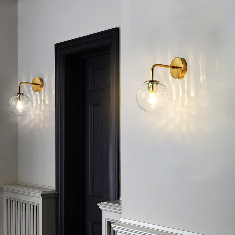 Zenthra Gouden Wandlamp Golvende Glazen Bol Muurlamp Minimalistisch Design 1 Licht