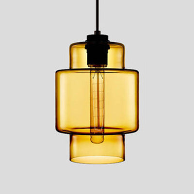 Zenthra Hanglamp Eettafel Cilindrisch Glas 1 Licht Roze/Geel/Blauw Woonkamer Lamp