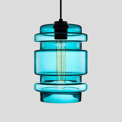 Zenthra Hanglamp Eettafel Cilindrisch Glas 1 Licht Roze/Geel/Blauw Woonkamer Lamp