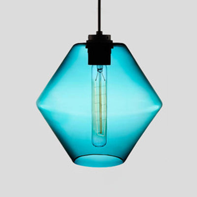 Zenthra Hanglamp Eettafel Cilindrisch Glas 1 Licht Roze/Geel/Blauw Woonkamer Lamp