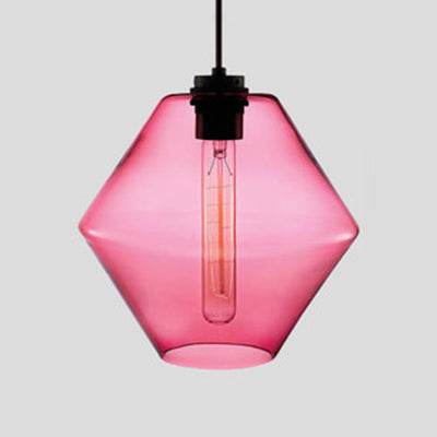 Zenthra Hanglamp Eettafel Cilindrisch Glas 1 Licht Roze/Geel/Blauw Woonkamer Lamp