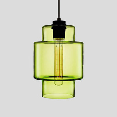 Zenthra Hanglamp Eettafel Cilindrisch Glas 1 Licht Roze/Geel/Blauw Woonkamer Lamp