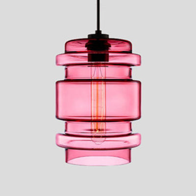 Zenthra Hanglamp Eettafel Cilindrisch Glas 1 Licht Roze/Geel/Blauw Woonkamer Lamp