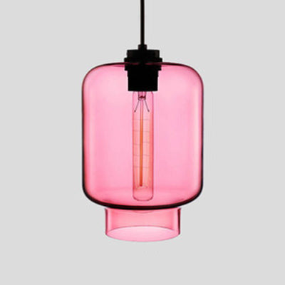 Zenthra Hanglamp Eettafel Cilindrisch Glas 1 Licht Roze/Geel/Blauw Woonkamer Lamp