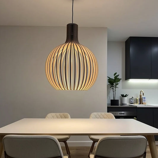 Zenthra Houten Hanglamp - Stijlvolle Hanglamp voor Eettafel, Woonkamer en Slaapkamer