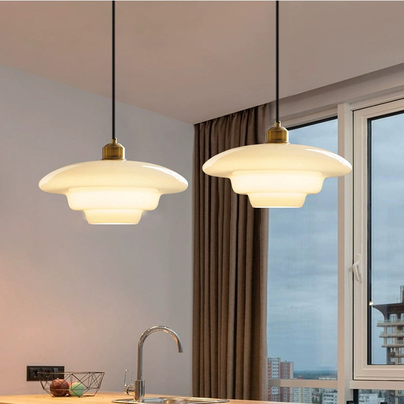 Zenthra Mid Century Art Melkwit Glazen Hanglamp voor Eettafel, Woonkamer en Slaapkamer