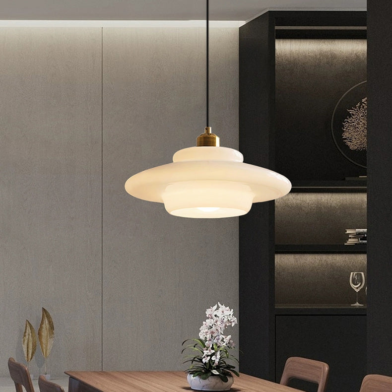 Zenthra Mid Century Art Melkwit Glazen Hanglamp voor Eettafel, Woonkamer en Slaapkamer