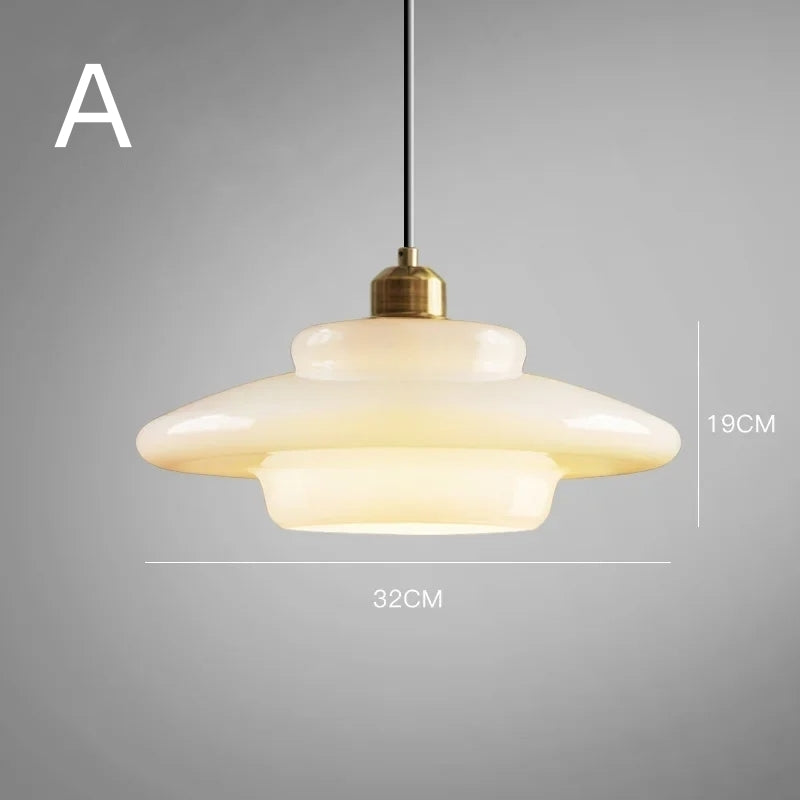 Zenthra Mid Century Art Melkwit Glazen Hanglamp voor Eettafel, Woonkamer en Slaapkamer