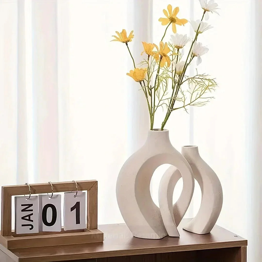 Zenthra Minimalistische Keramische Vaas - Voeg Eigentijdse Flair Toe aan Uw Interieur