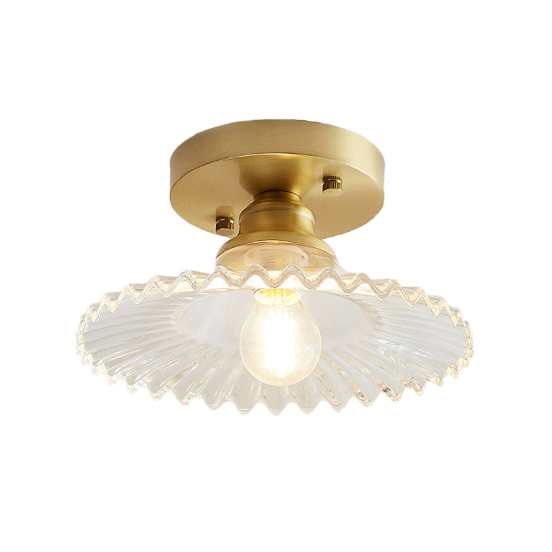Zenthra Plafondlamp - Flared Semi Flush Verlichting met Helder/Groen Ribbelglas voor Moderne Interieurs