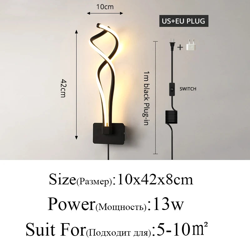 Zenthra Wandlamp Zwart - Moderne Minimalistische Wandlampen Binnenverlichting voor Woonkamer en Slaapkamer 15
