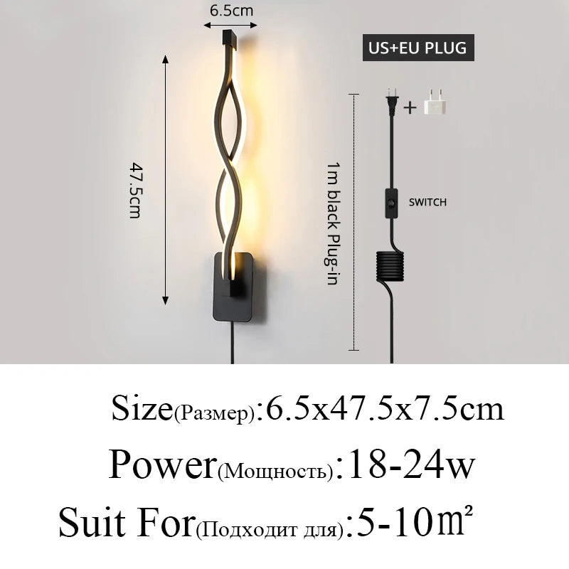 Zenthra Wandlamp Zwart - Moderne Minimalistische Wandlampen Binnenverlichting voor Woonkamer en Slaapkamer 6