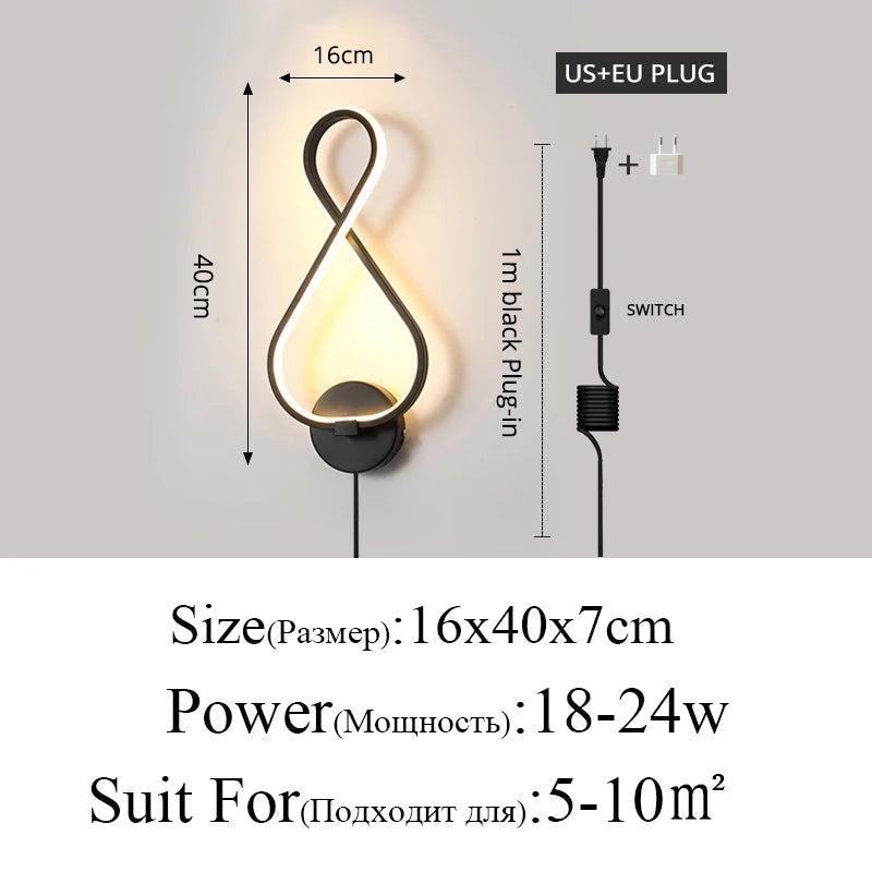 Zenthra Wandlamp Zwart - Moderne Minimalistische Wandlampen Binnenverlichting voor Woonkamer en Slaapkamer 7