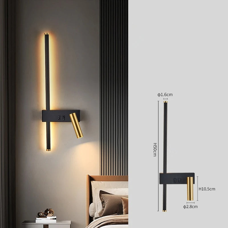 Zenthra Wandlamp Zwart - Moderne LED Slaapkamer Lamp voor Luxe Woonkamer en Slaapkamer