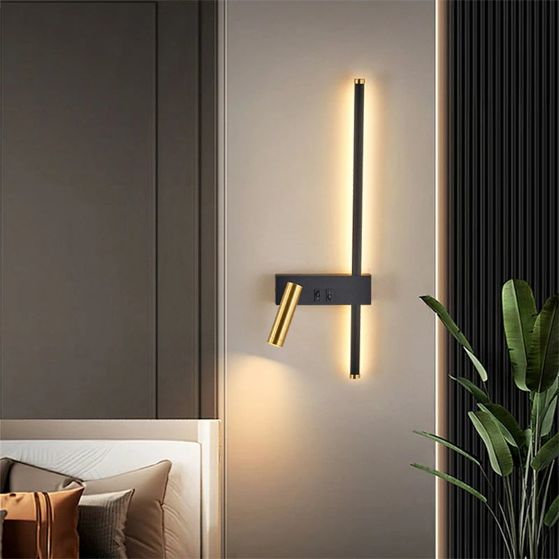 Zenthra Wandlamp Zwart - Moderne LED Slaapkamer Lamp voor Luxe Woonkamer en Slaapkamer