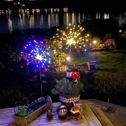 4 Stuks Zonne Energie Vuurwerk Tuinlampen - Weerbestendige LED Decoratieve buitenverlichting voor Tuin en Patio