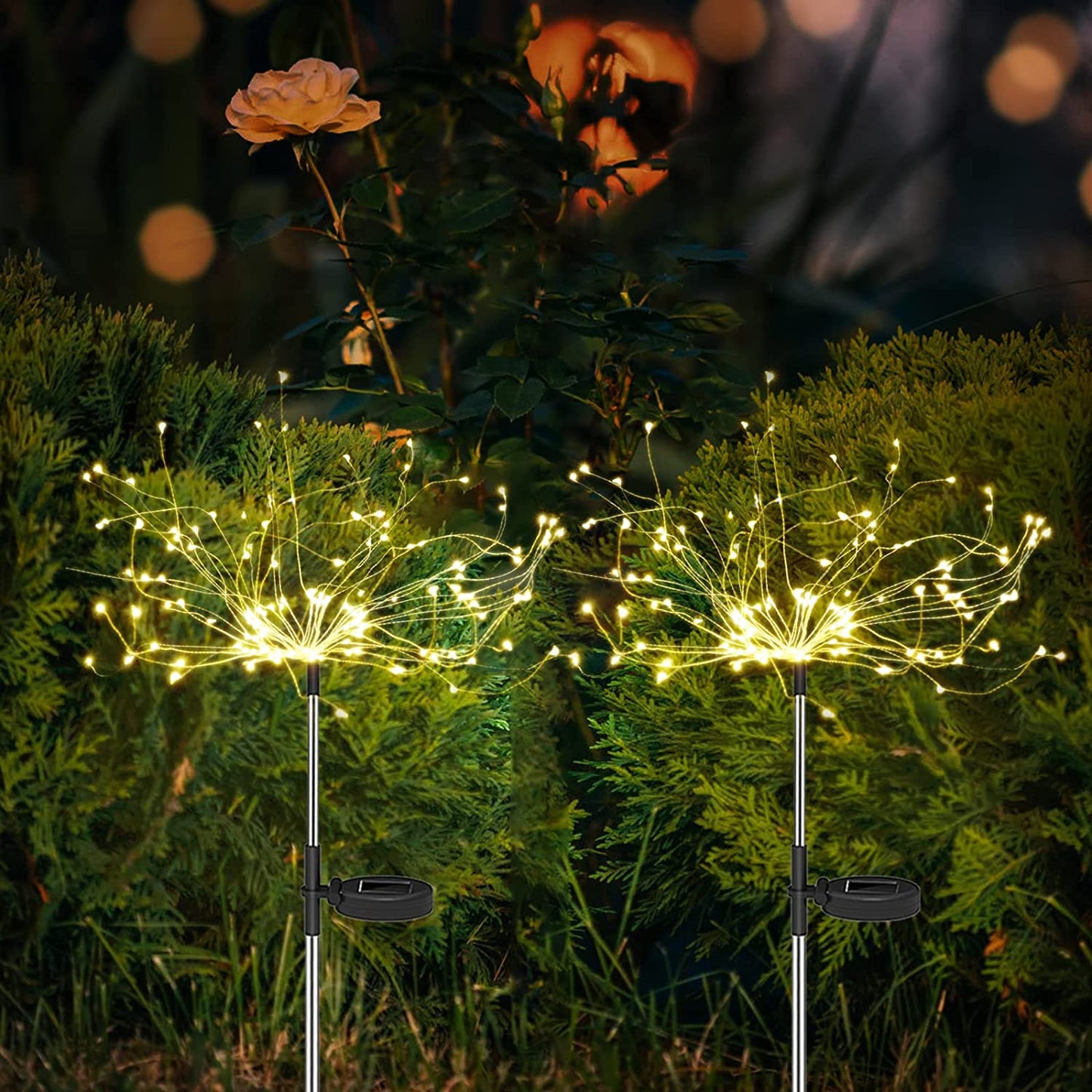 4 Stuks Zonne Energie Vuurwerk Tuinlampen - Weerbestendige LED Decoratieve buitenverlichting voor Tuin en Patio
