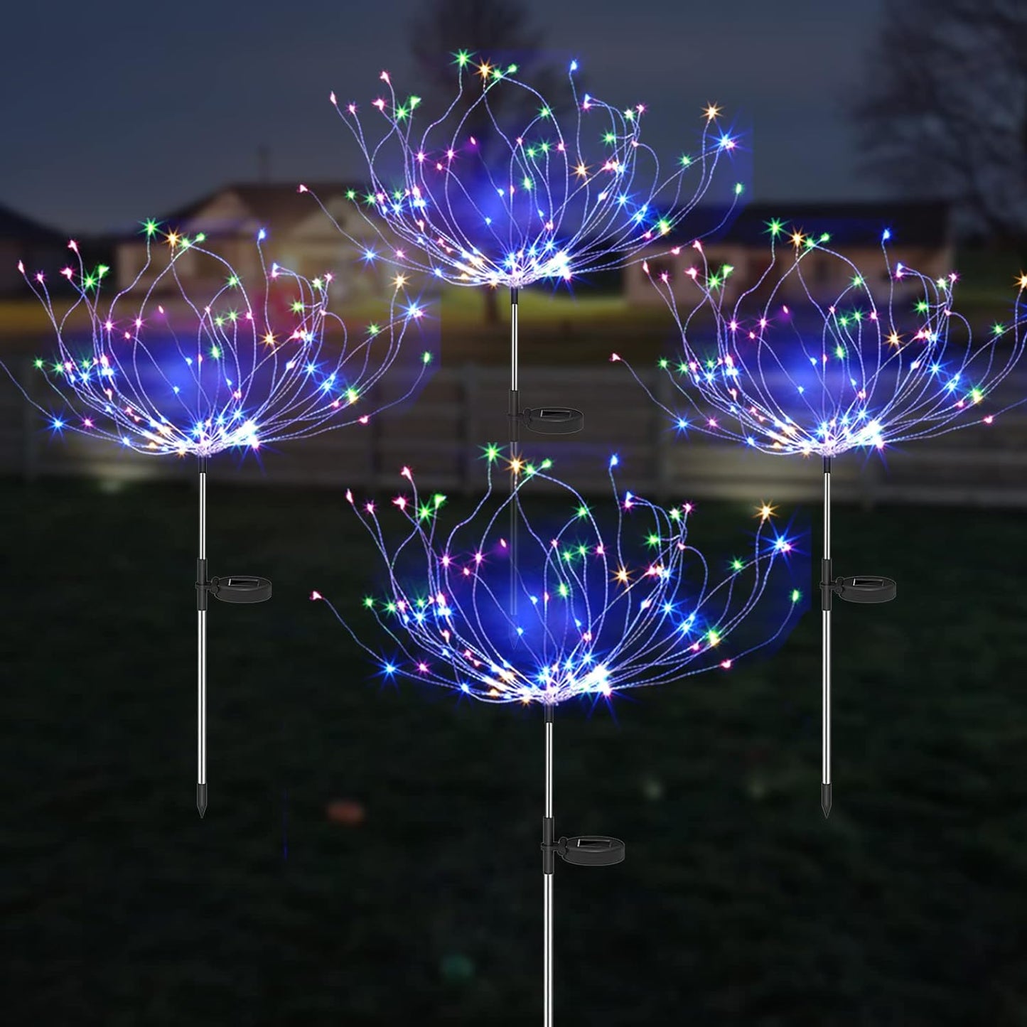 4 Stuks Zonne Energie Vuurwerk Tuinlampen - Weerbestendige LED Decoratieve buitenverlichting voor Tuin en Patio