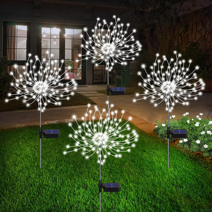 4 Stuks Zonne Energie Vuurwerk Tuinlampen - Weerbestendige LED Decoratieve buitenverlichting voor Tuin en Patio