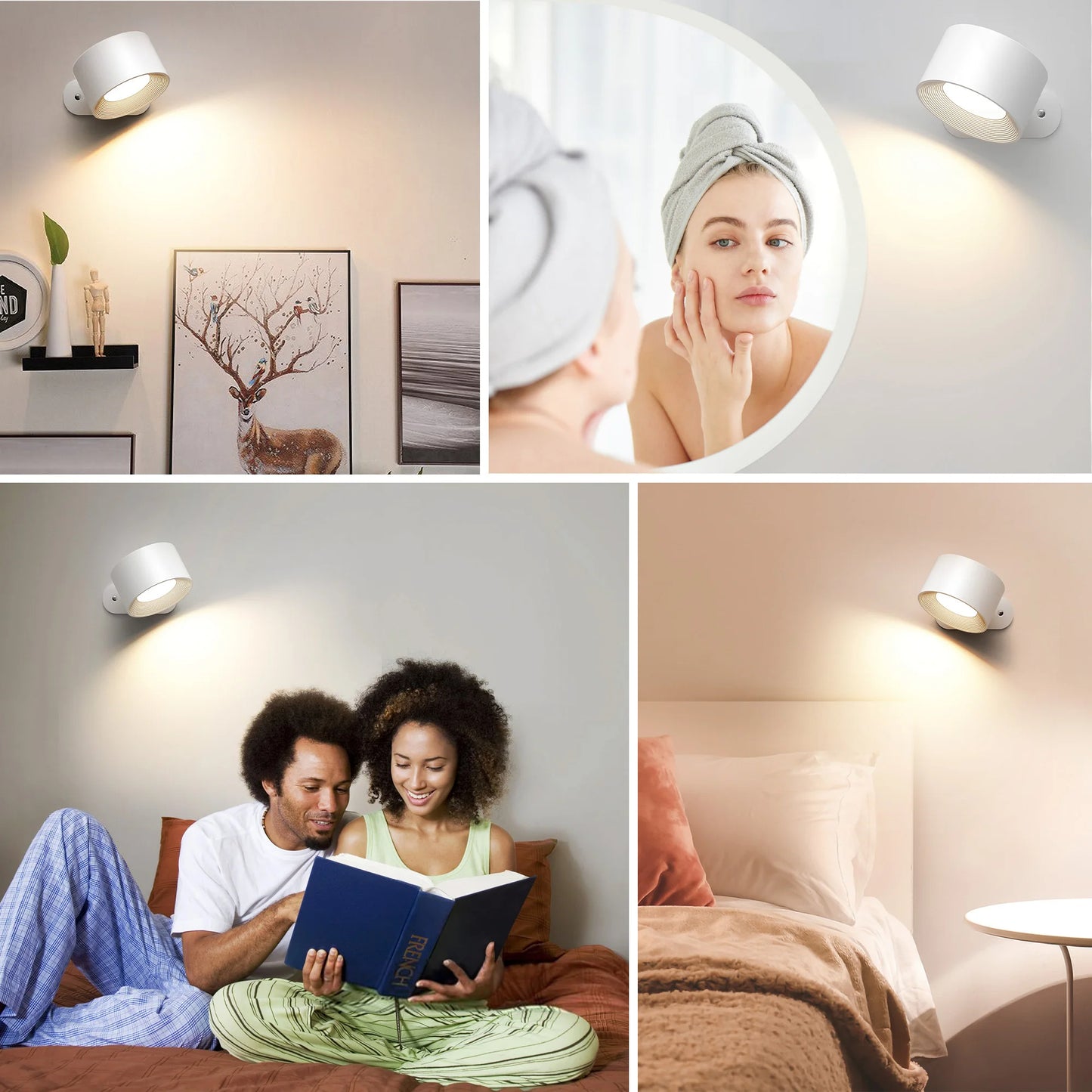 Zenthra Draadloze Oplaadbare 360° Wandlamp - Stijlvolle Wandlampen Binnen met Smart Touch en Batterij