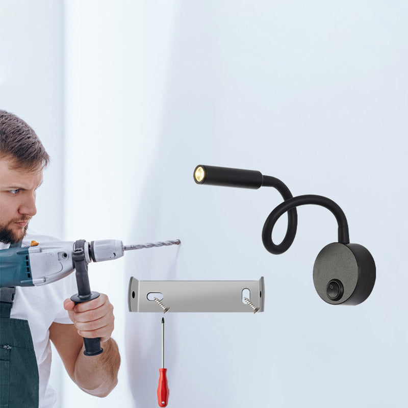 Moderne Minimalistische IJzeren Ronde Flexibele Buigbare Buizen LED Leeslamp Muur Sconces Lamp Voor Slaapkamer