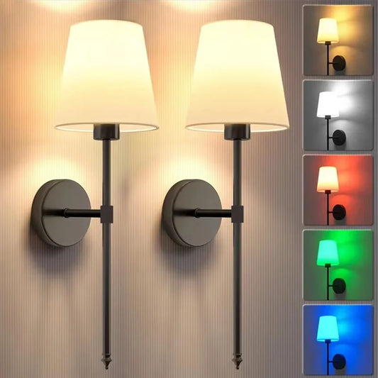 Draadloze batterijgevoede wandlamp met oplaadbare en dimbare lamp - Afneembare lamp met afstandsbediening en 10 kleuren 8