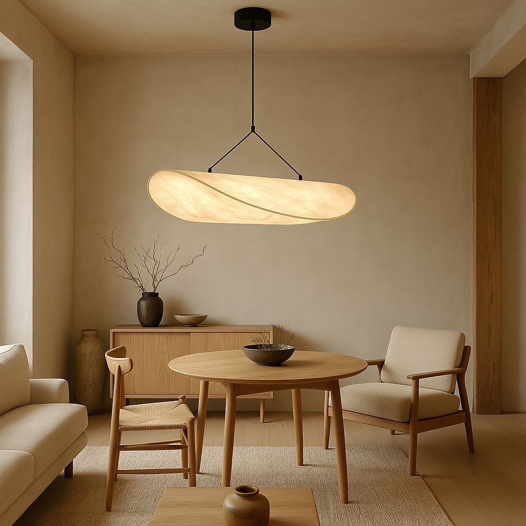 Elegante Zwarte Hanglamp voor Eettafel - Stijlvolle Woonkamer Lamp in Japandi Design 3