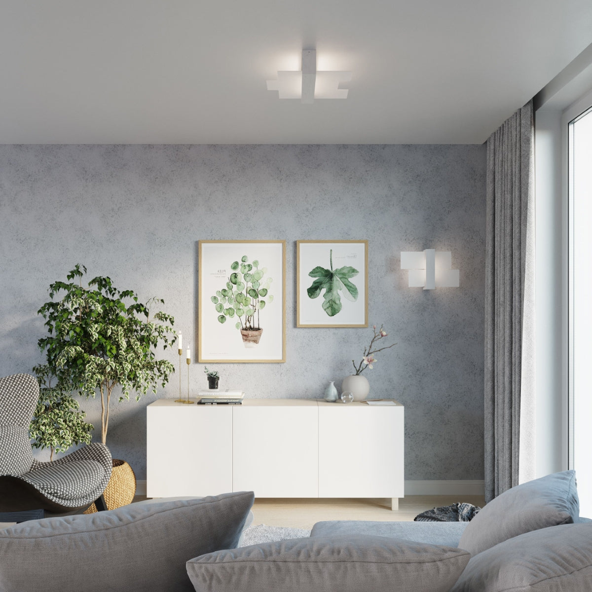 Feniks 2 Wit - Stijlvolle LED Plafondlamp met 2 Spots voor Slaapkamer en Woonkamer 5