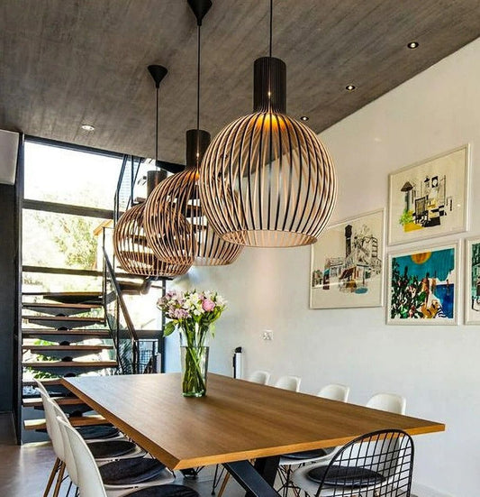 Handgemaakte Houten Pendelverlichting | Natuurlijke Ontwerp, Hoogte Verstelbaar & Warme Verlichting