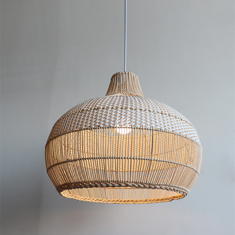 Handgeweven Hanglamp voor Keukeneiland Rieten Lampenkap