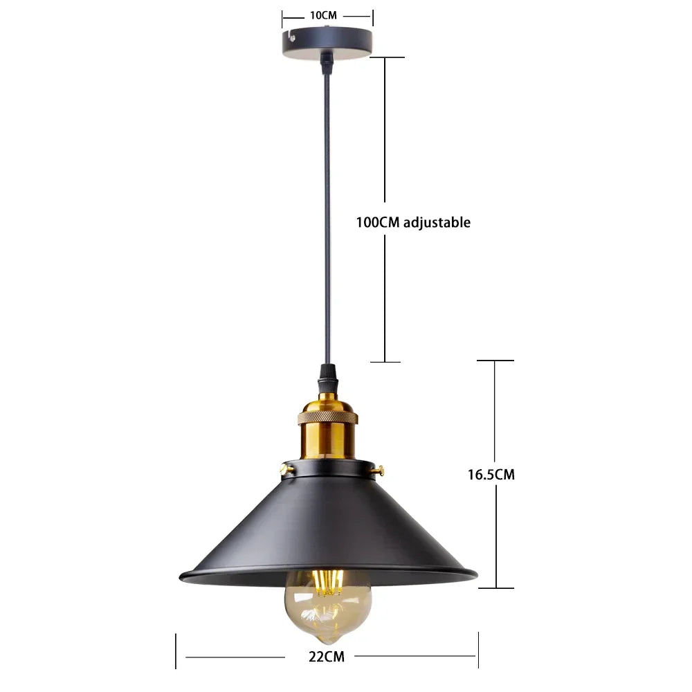 IronGlow Vintage Hanglamp Zwart - Retro Industriele Hanglamp voor Eettafel en Eetkamer 0