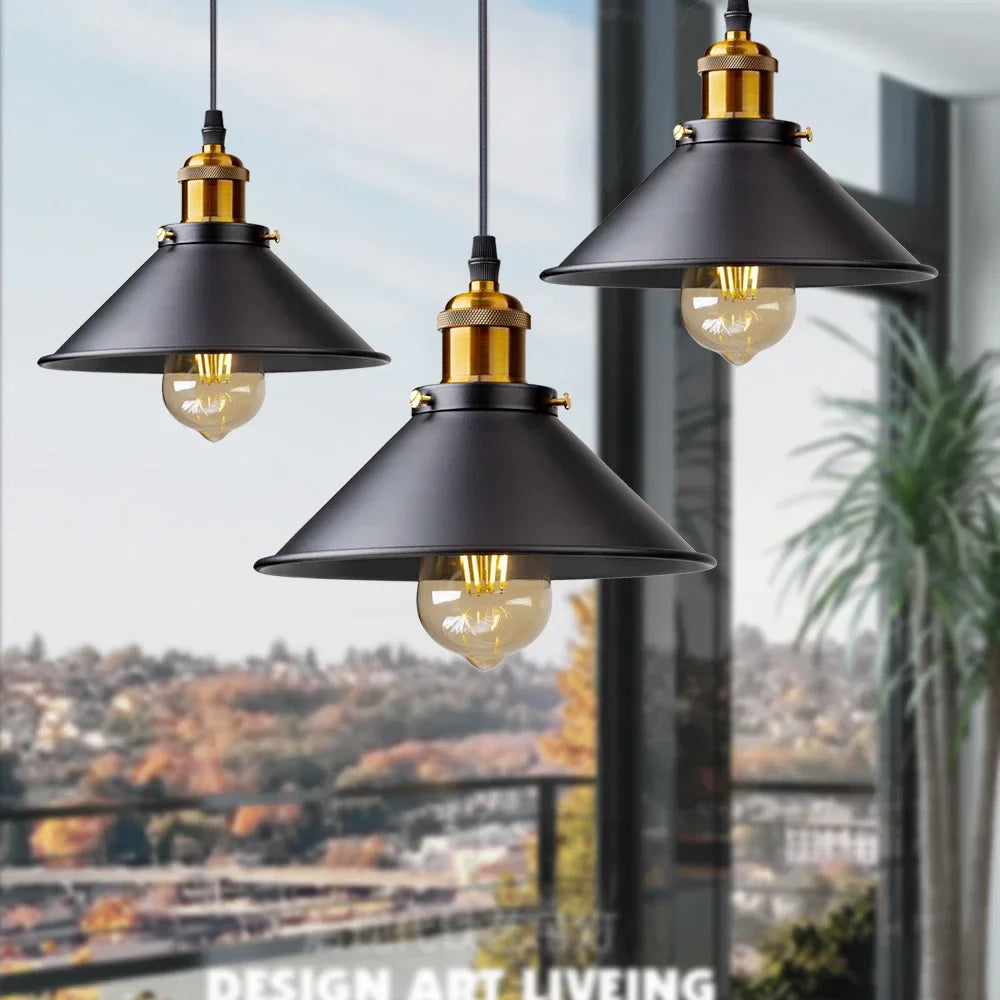 IronGlow Vintage Hanglamp Zwart - Retro Industriele Hanglamp voor Eettafel en Eetkamer 1
