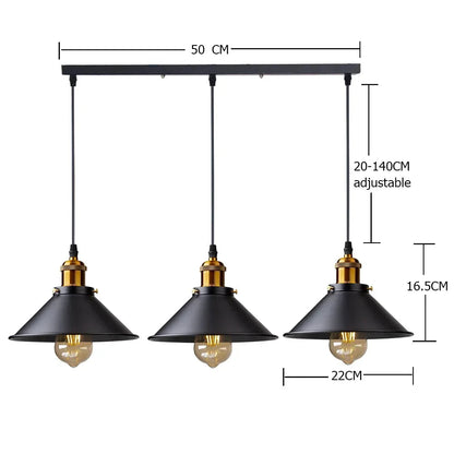 IronGlow Vintage Hanglamp Zwart - Retro Industriele Hanglamp voor Eettafel en Eetkamer 8