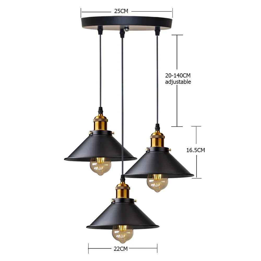 IronGlow Vintage Hanglamp Zwart - Retro Industriele Hanglamp voor Eettafel en Eetkamer 9
