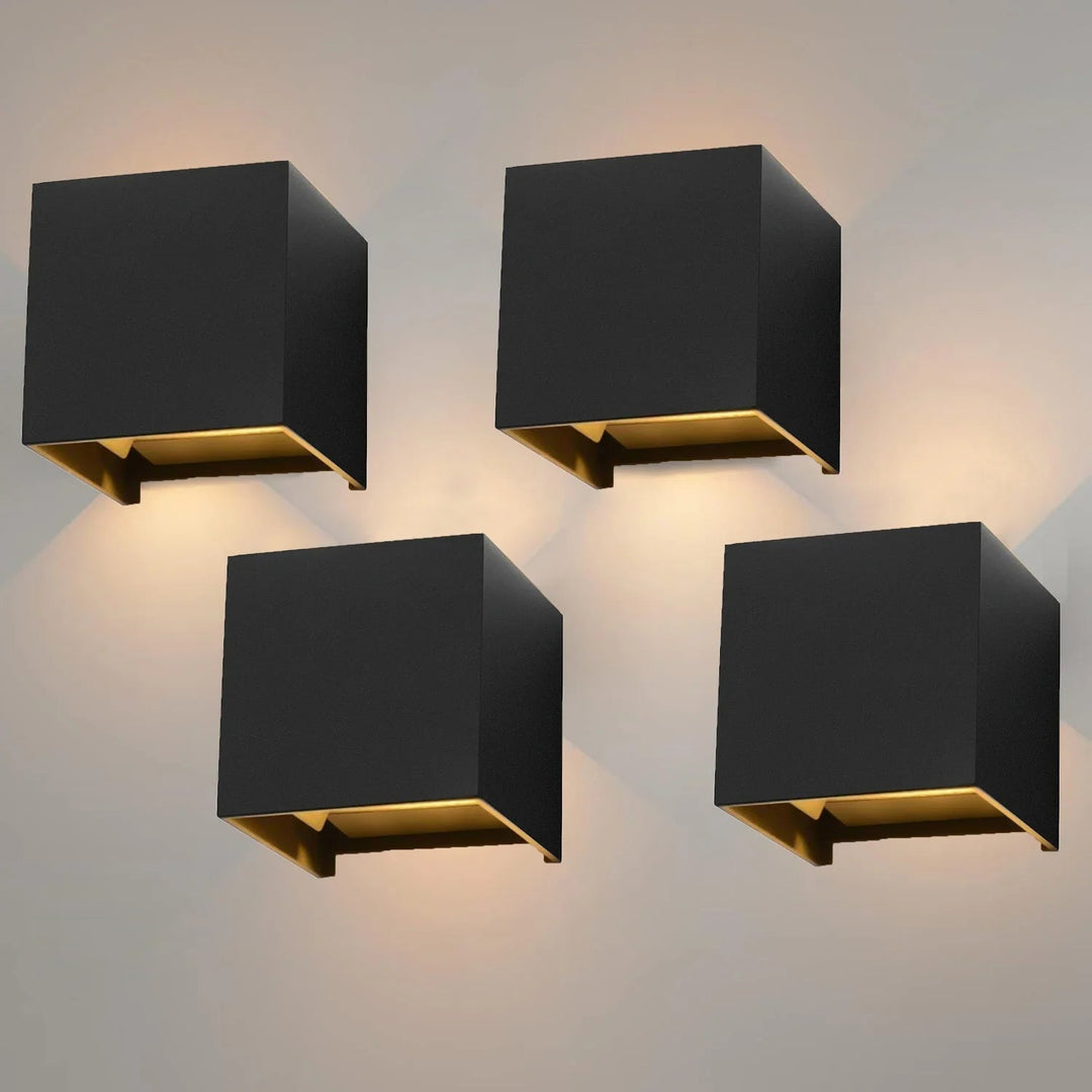 LUMICUBE Wandlamp Zwart Set van 4 - Moderne Up Down Light voor Binnen en Buiten 0