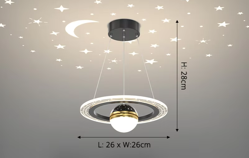 LunaNova LED Plafondlamp met Maan- en Sterrenprojectie voor Slaapkamer en Badkamer 0