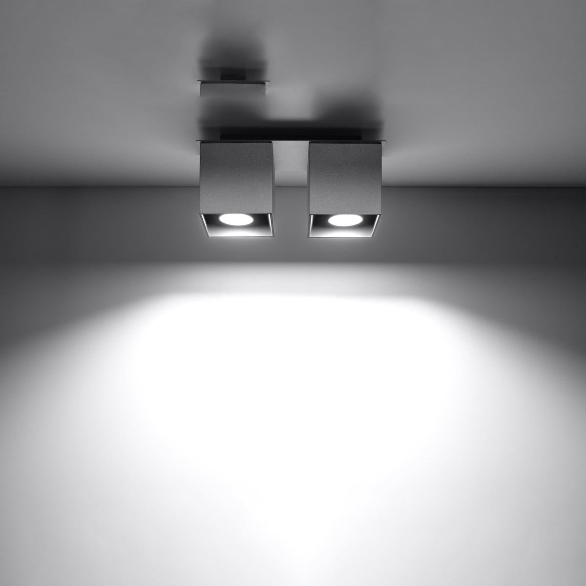 Moderne Deckenleuchte Quad 2 Grau – Beton-Design, 2-Flammige Deckenlamp 0