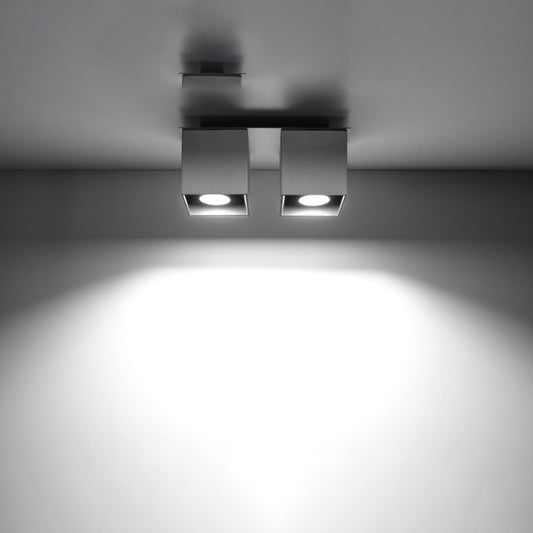 Moderne Deckenleuchte Quad 2 Grau – Beton-Design, 2-Flammige Deckenlamp 0