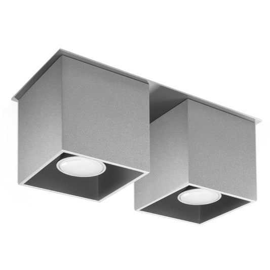 Moderne Deckenleuchte Quad 2 Grau – Beton-Design, 2-Flammige Deckenlamp 1