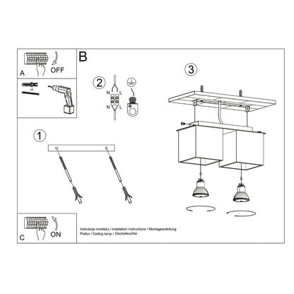 Moderne Deckenleuchte Quad 2 Grau – Beton-Design, 2-Flammige Deckenlamp 5