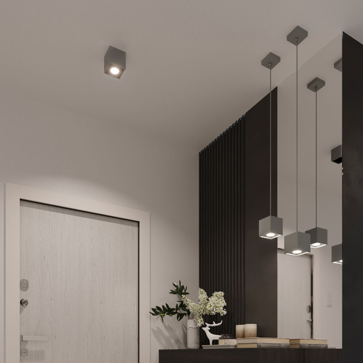 Moderne Deckenleuchte Quad 2 Grau – Beton-Design, 2-Flammige Deckenlamp 6