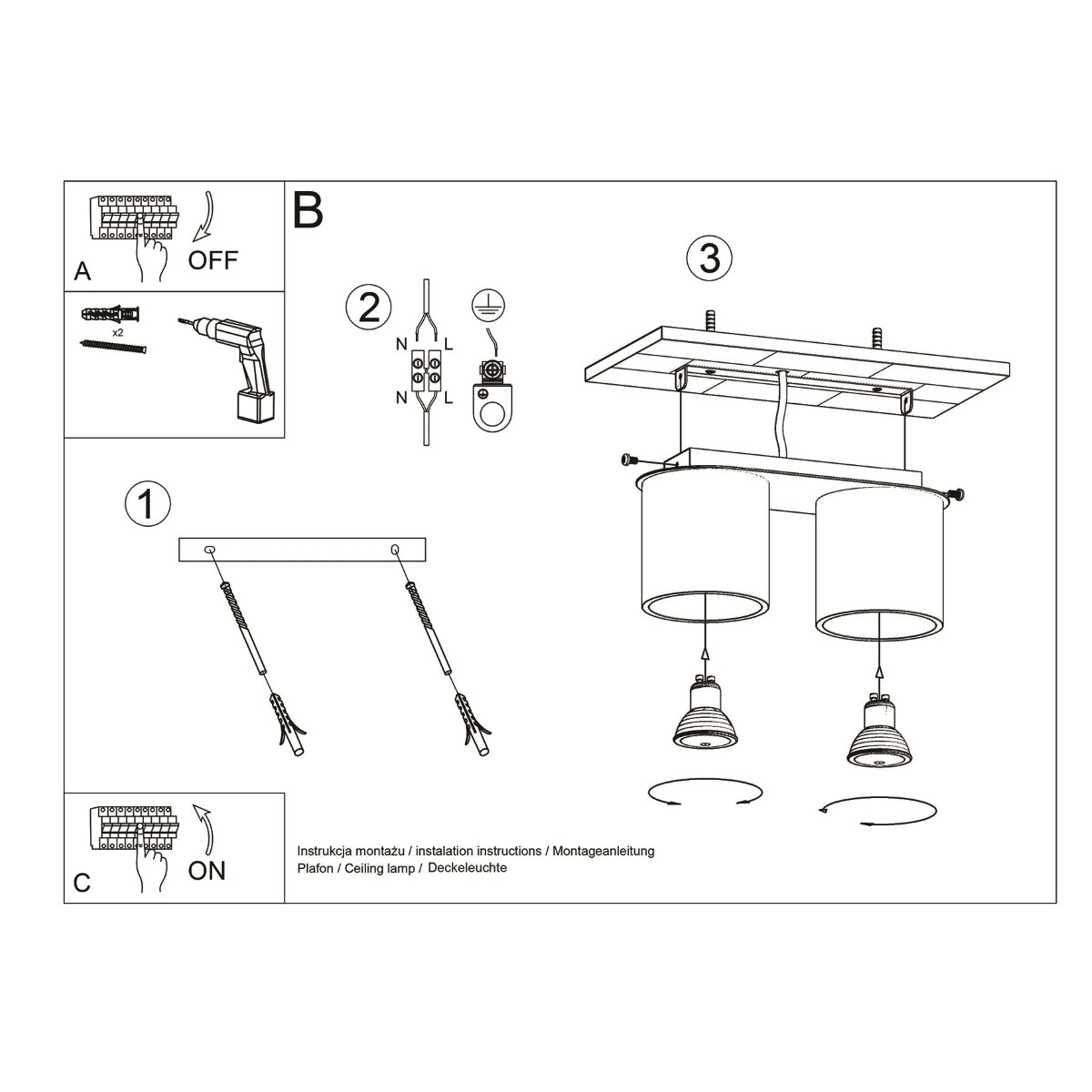 Moderne LED Plafondlamp Orbis 2 in Betonoptiek - Stijlvolle Verlichting met 2 Spots 5
