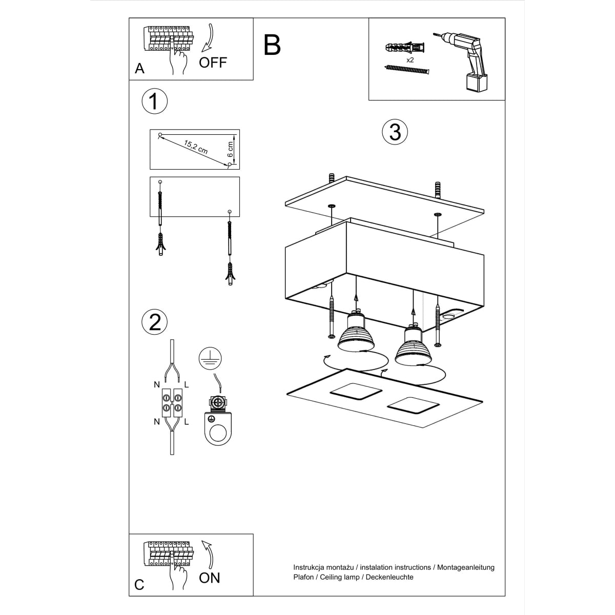 Moderne Plafondlamp Mono 2 in Wit – 2-Flammige Plafonniere voor Slaapkamer en Woonkamer 4