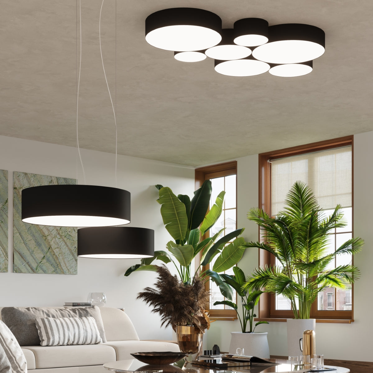 Moderne Zwarte Plafondlamp Arena Ø45 Cm - E27, Minimalistisch Design 7